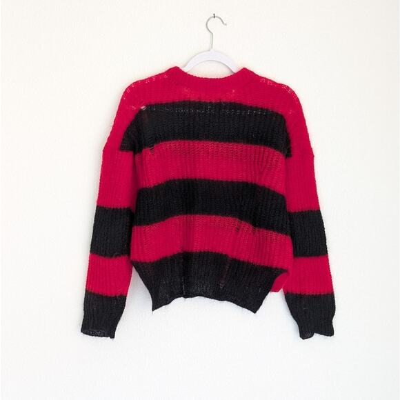 ZADIG & VOLTAIRE Black/Red Striped Gaby Mohair Wool Long Sleeve Sweater , size S - Picture 2 of 8
